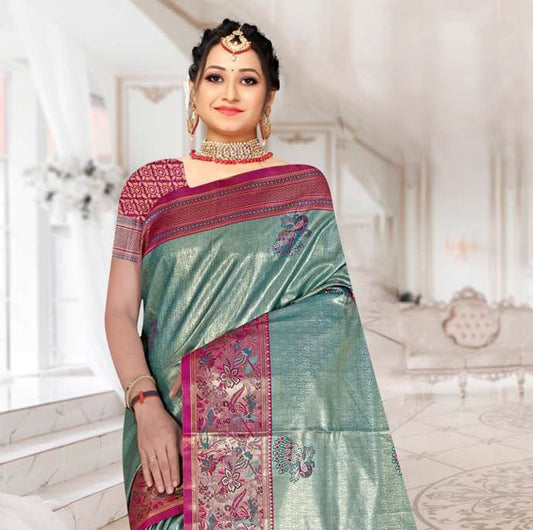 Tissue Kanjivaram Silk Saree with Paithani Border