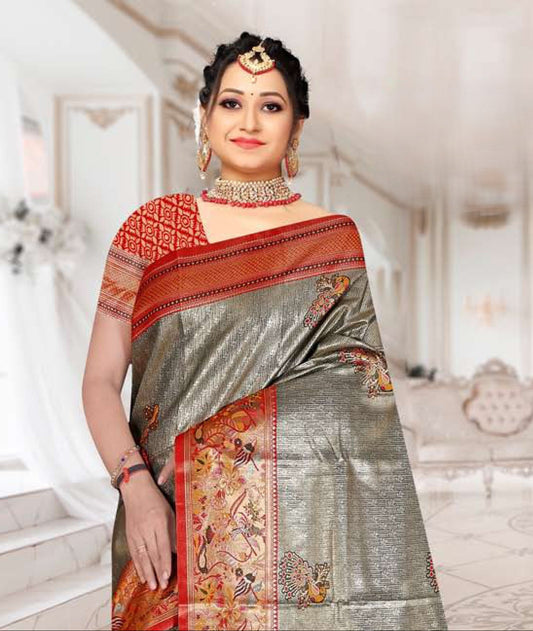 Tissue Kanjivaram Silk Saree with Paithani Border