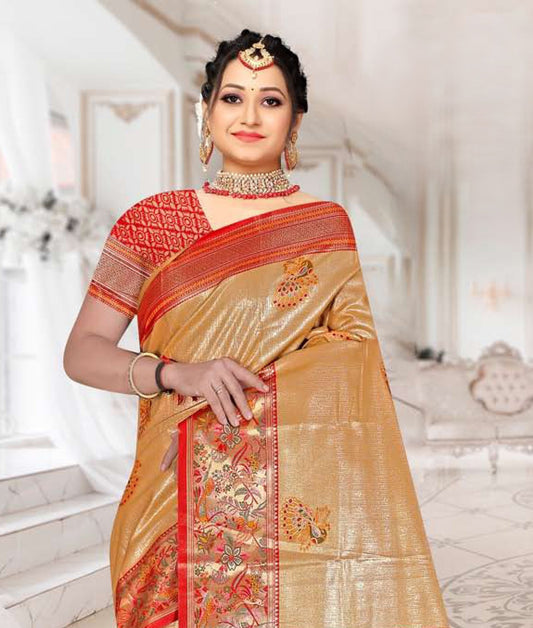 Tissue Kanjivaram Silk Saree with Paithani Border