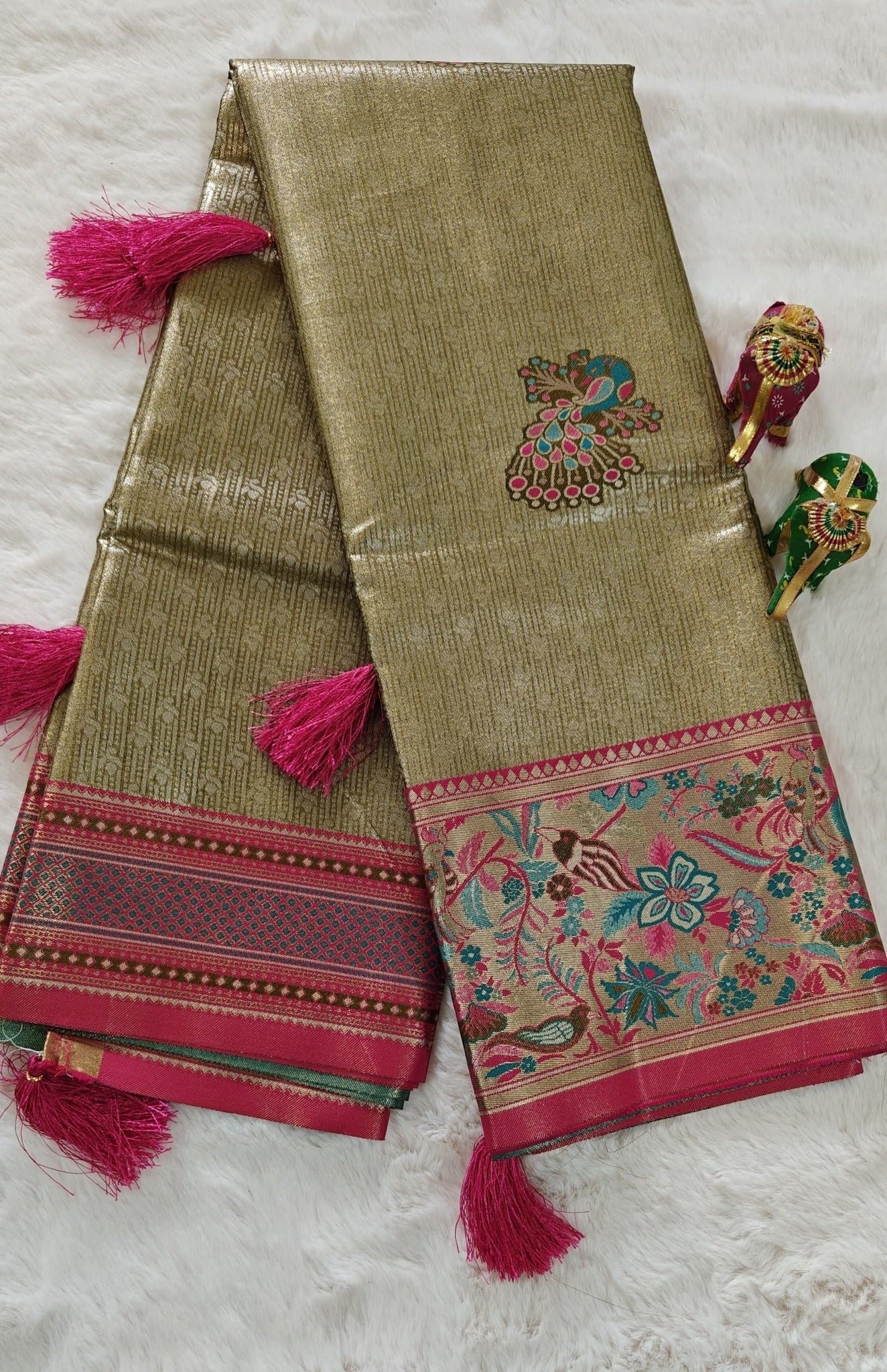 Tissue Kanjivaram Silk Saree with Paithani Border