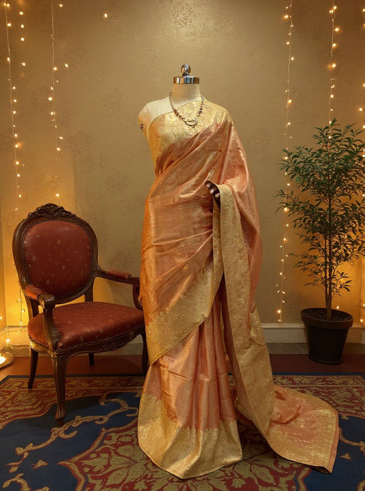 Premium Tissue Silk Saree with Elegant Golden Zari Weaving