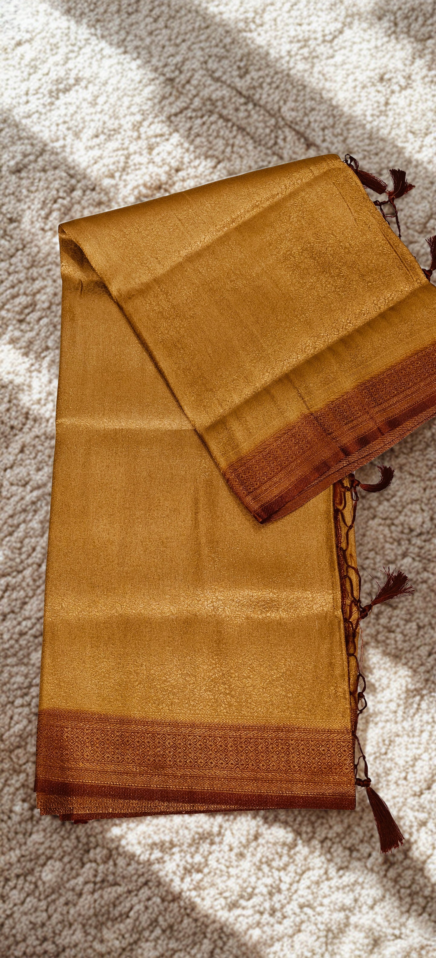 Golden & Rust Mulberry Silk Saree