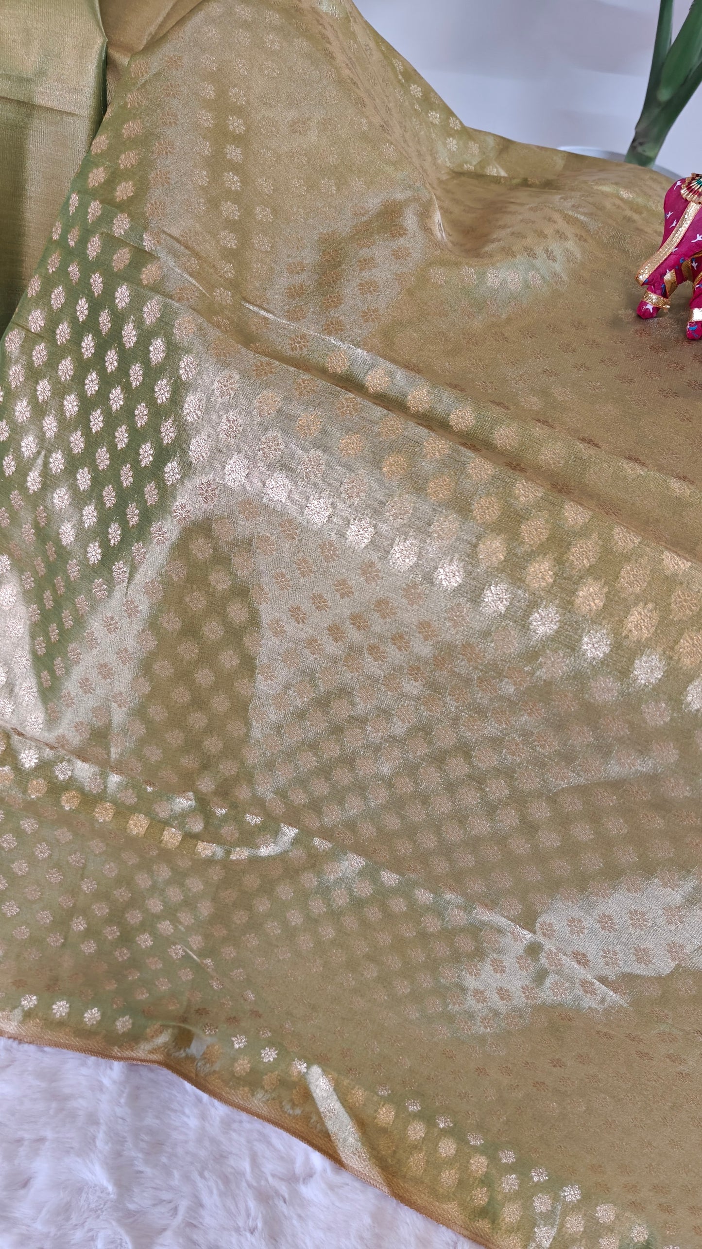 Premium Tissue Silk Saree with Elegant Golden Zari Weaving