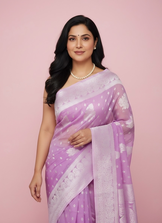 Cotton Saree with All Over Weaving Work