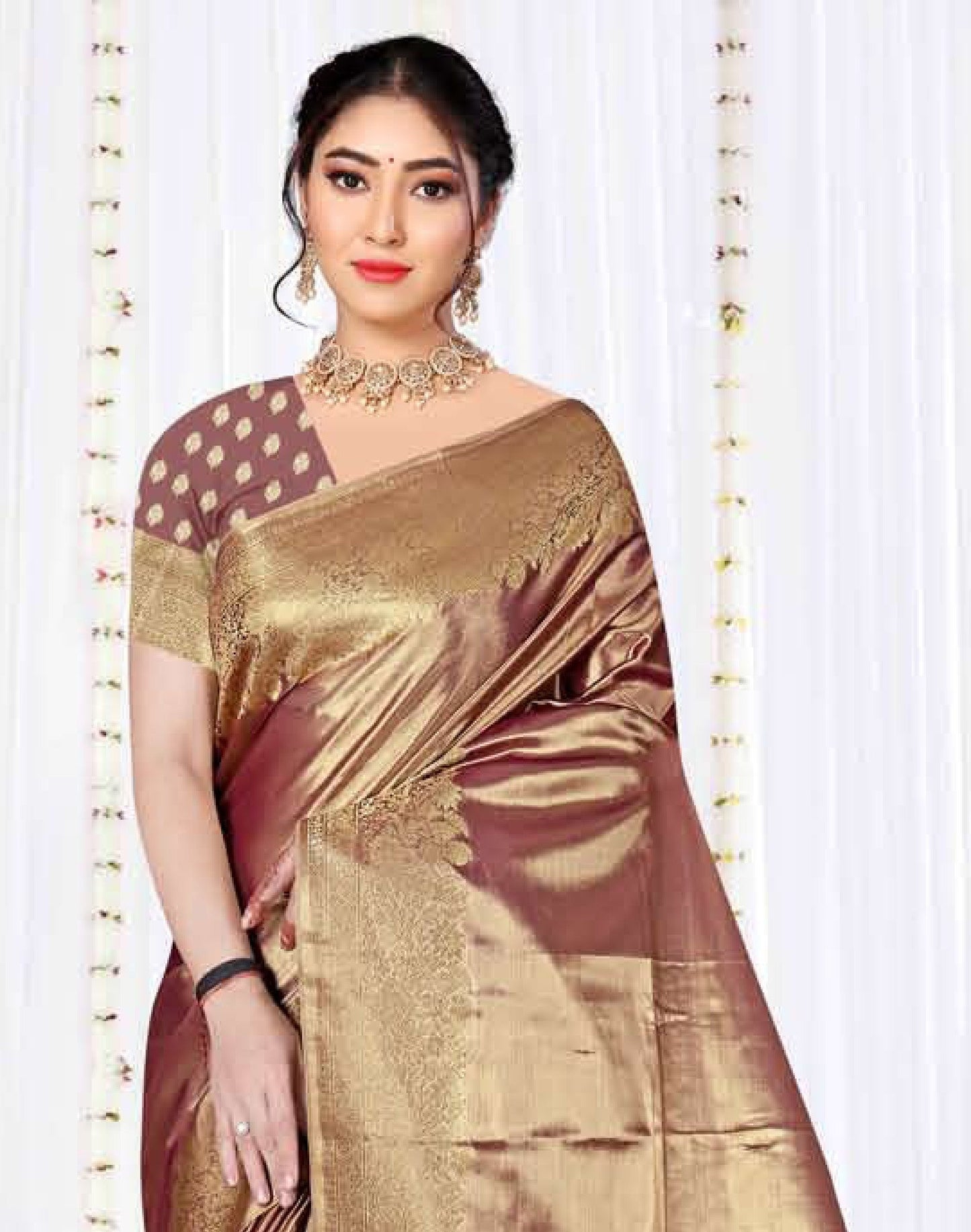 Premium Tissue Silk Saree with Elegant Golden Zari Weaving