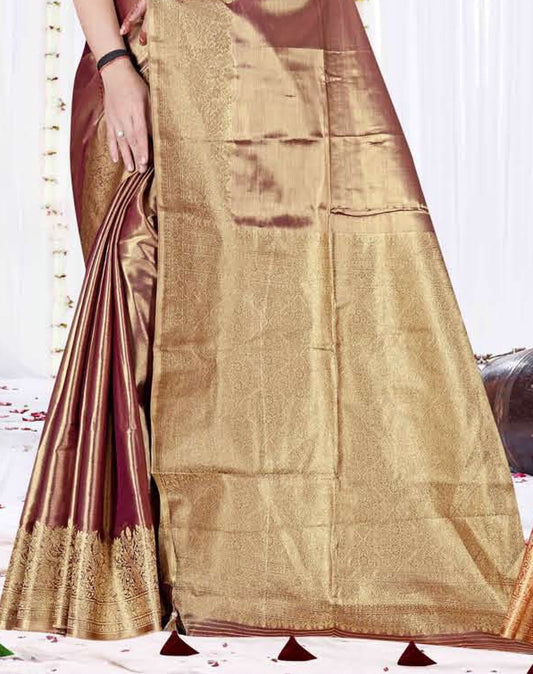 Premium Tissue Silk Saree with Elegant Golden Zari Weaving