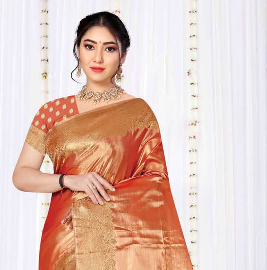 Premium Tissue Silk Saree with Elegant Golden Zari Weaving