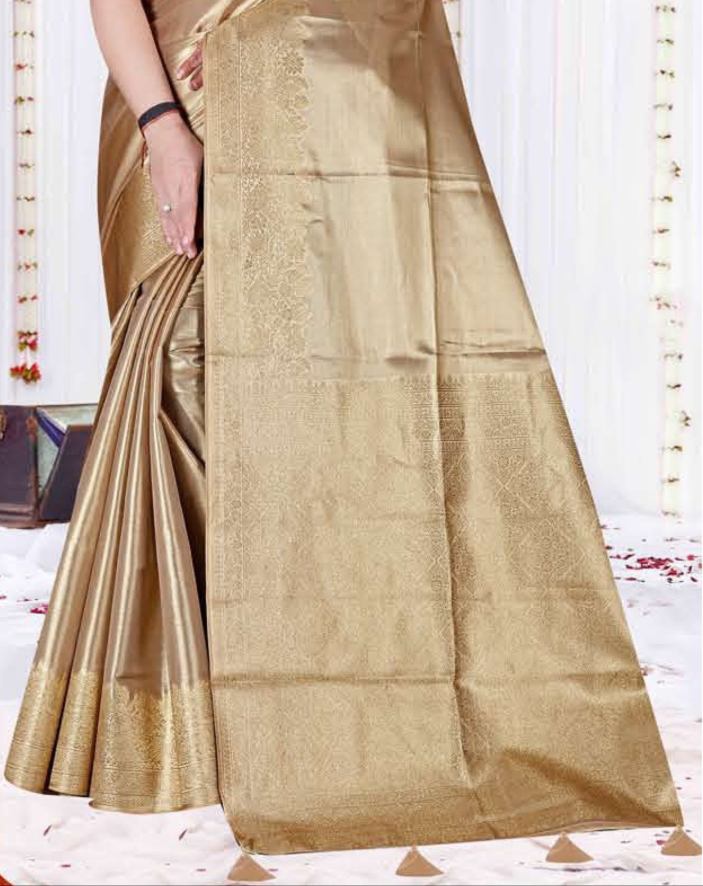 Premium Tissue Silk Saree with Elegant Golden Zari Weaving