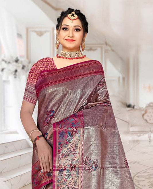 Tissue Kanjivaram Silk Saree with Paithani Border