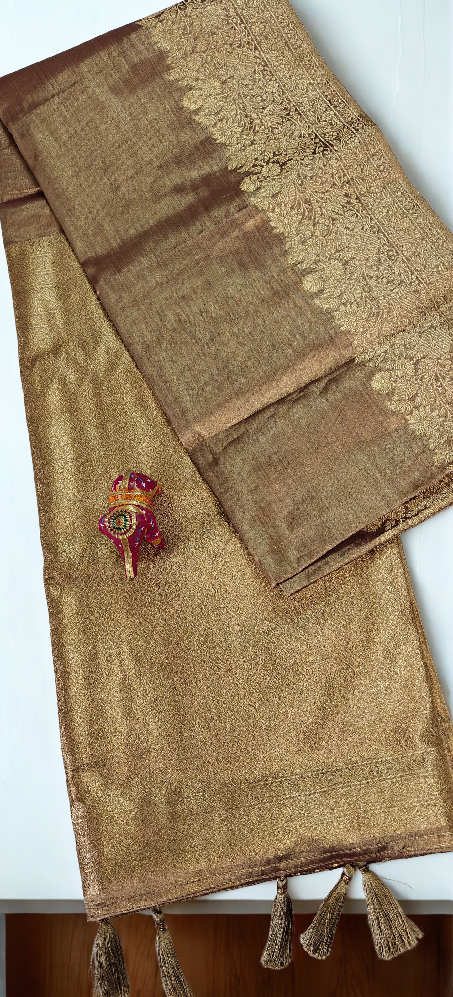 Premium Tissue Silk Saree with Elegant Golden Zari Weaving