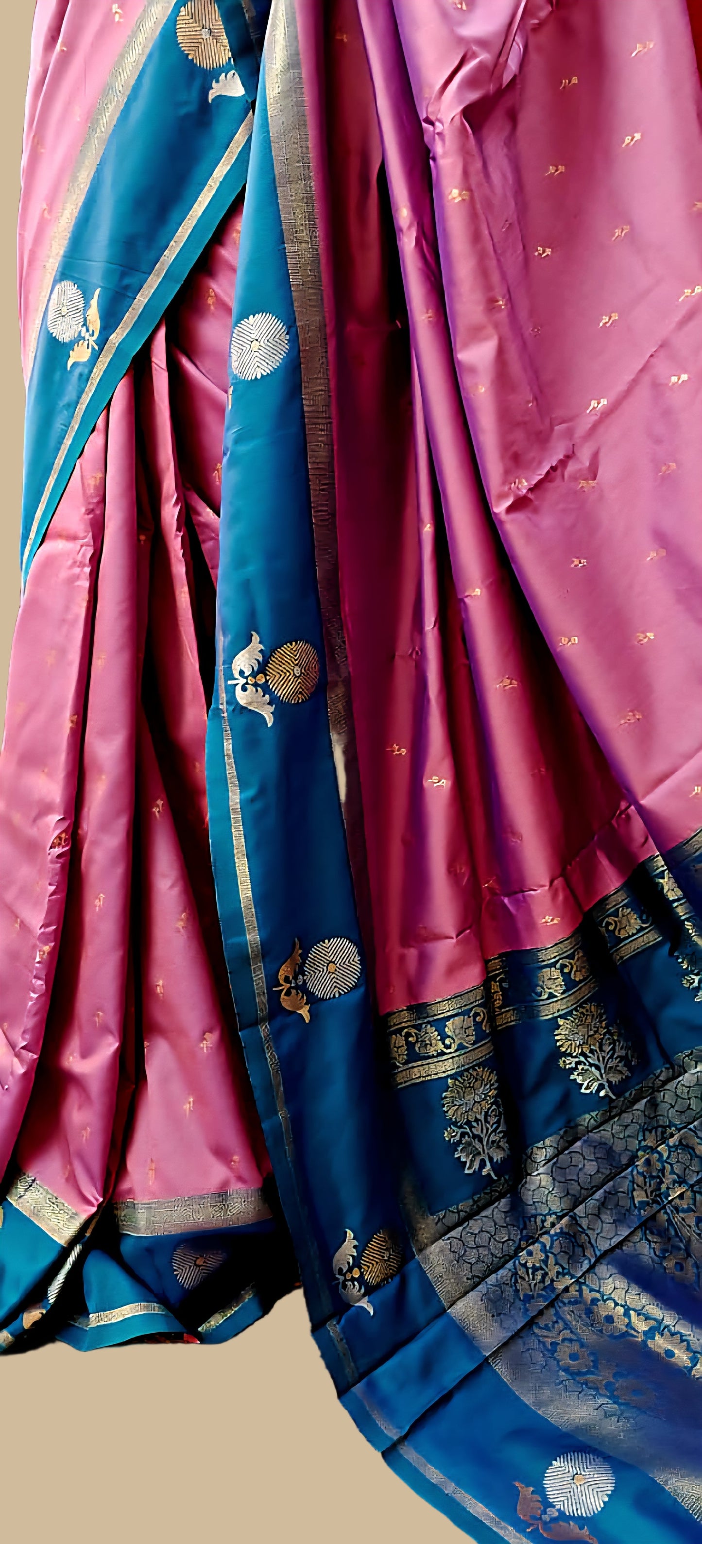 Pink Kanjivaram soft Silk Saree