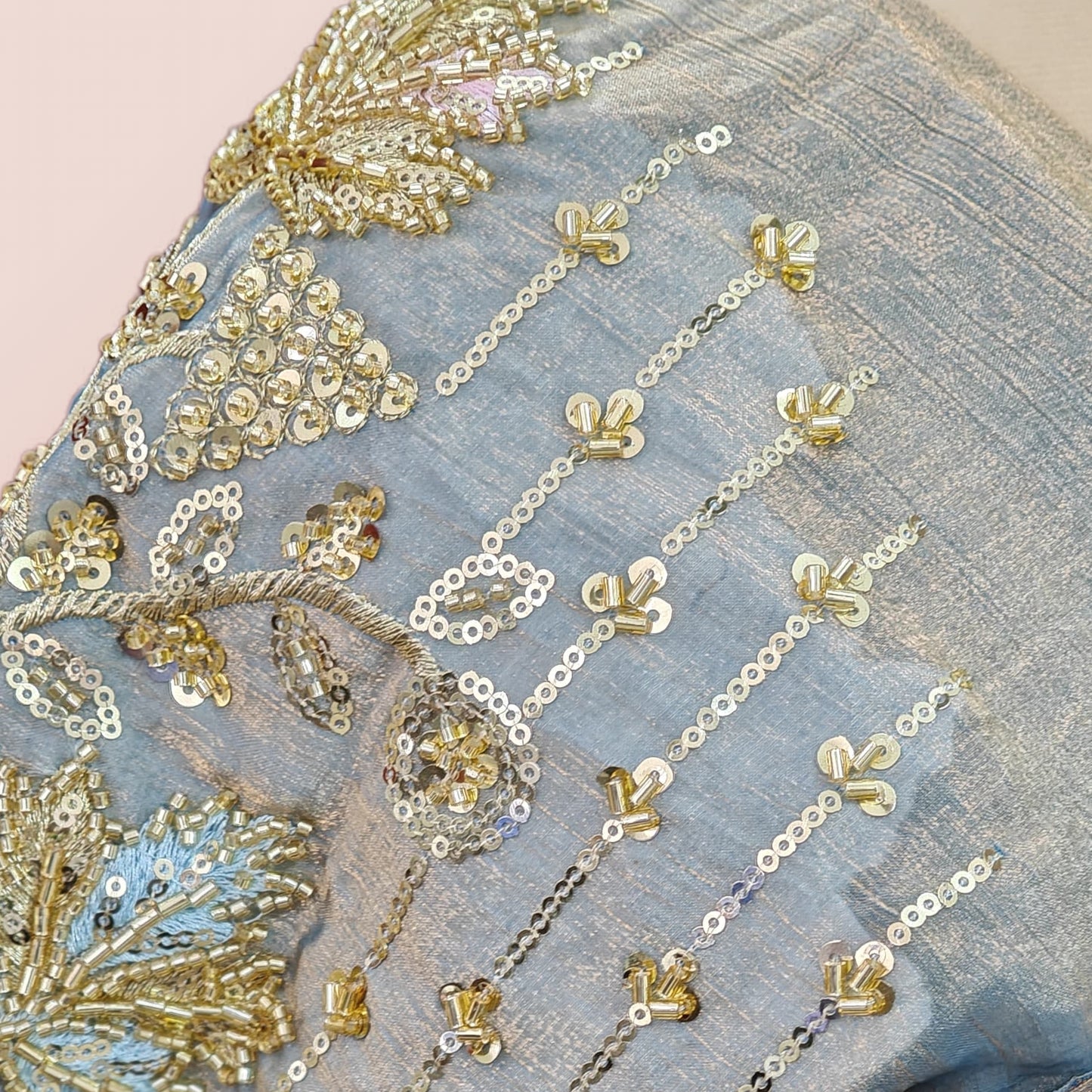 Grey Crush chiffon Silk Saree
