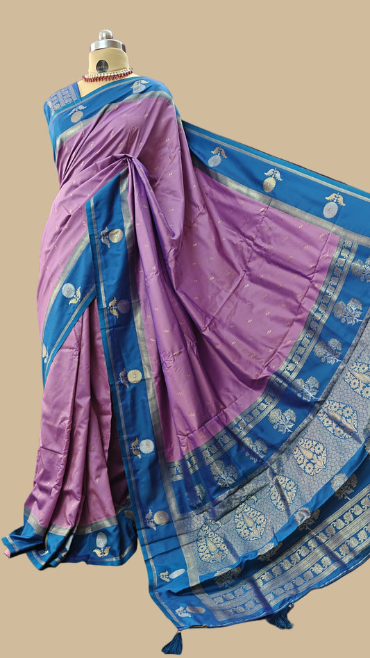 Pink Kanjivaram soft Silk Saree