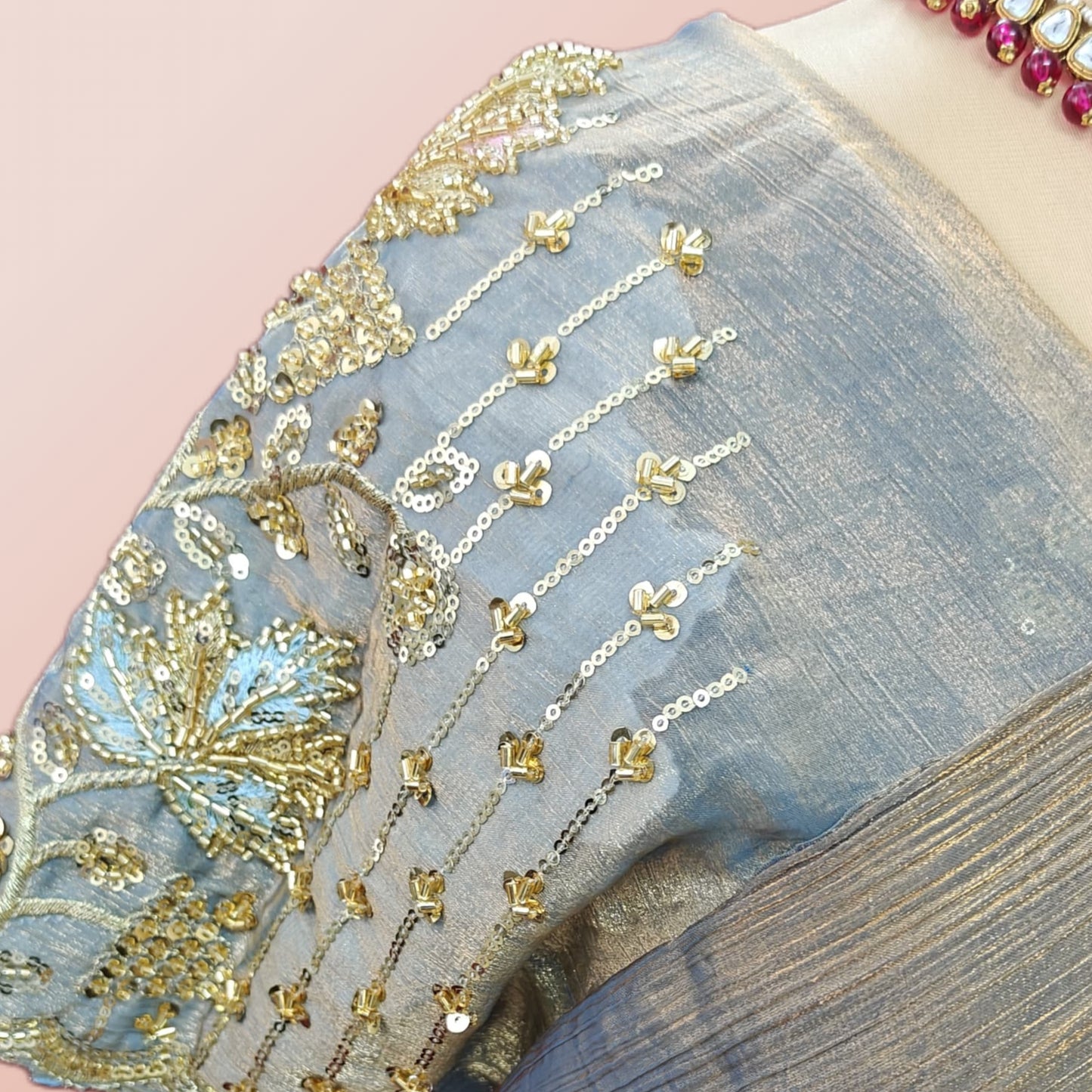 Grey Crush chiffon Silk Saree