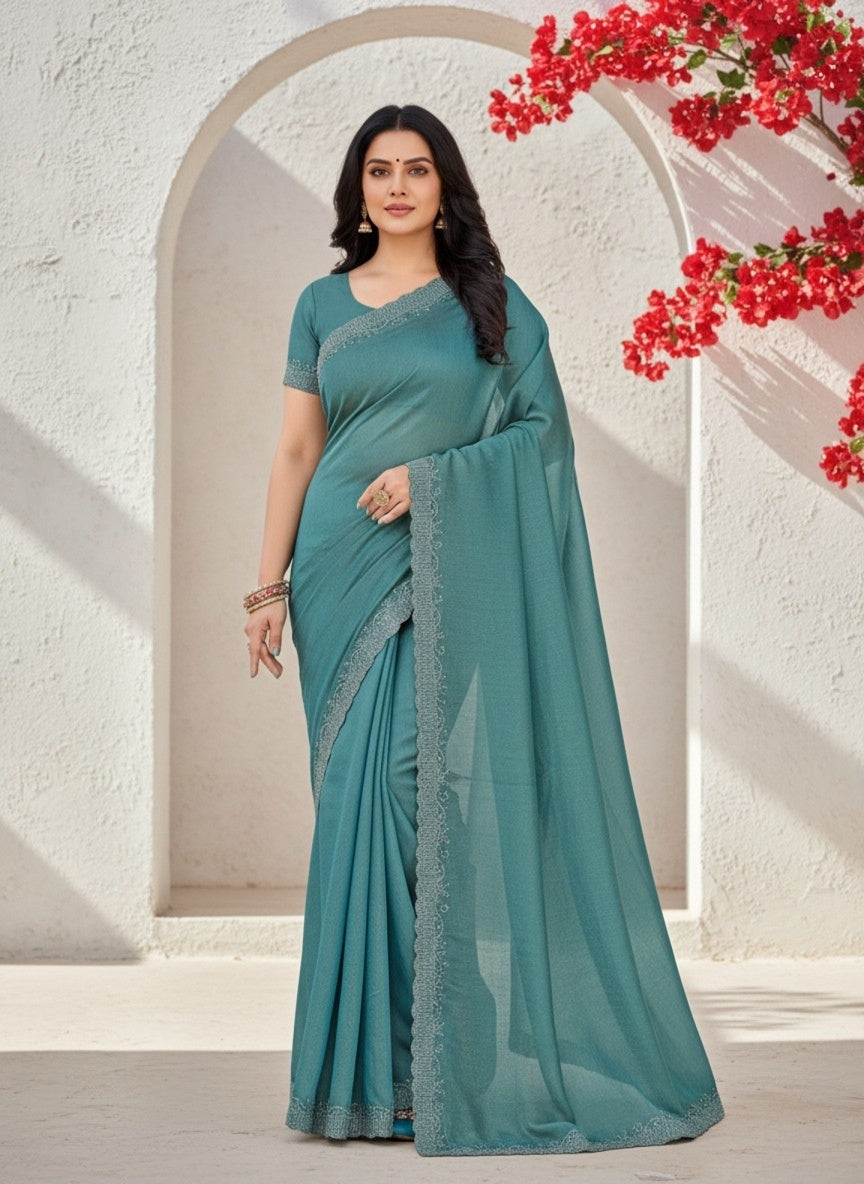 Blue Crush Chiffon silk Saree