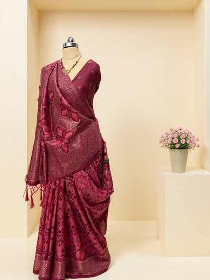 Maroon Premium Cotton Saree