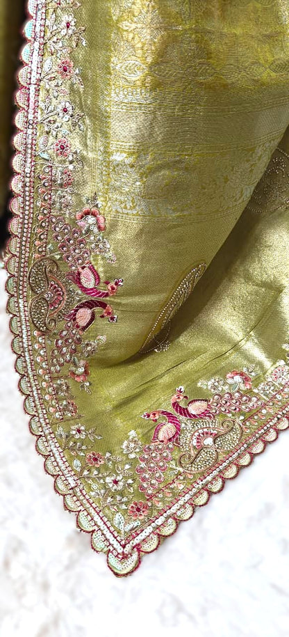 Silk Saree with Sequins Embroidery & Bead Detailing