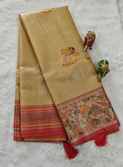 Tissue Kanjivaram Silk Saree with Paithani Border