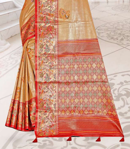 Tissue Kanjivaram Silk Saree with Paithani Border