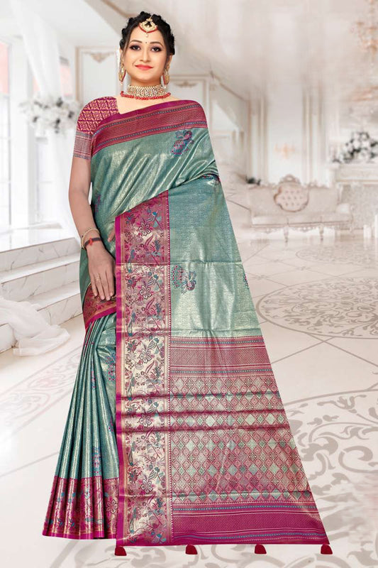 Tissue Kanjivaram Silk Saree with Paithani Border