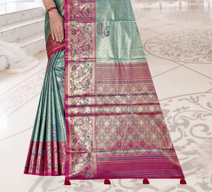 Tissue Kanjivaram Silk Saree with Paithani Border
