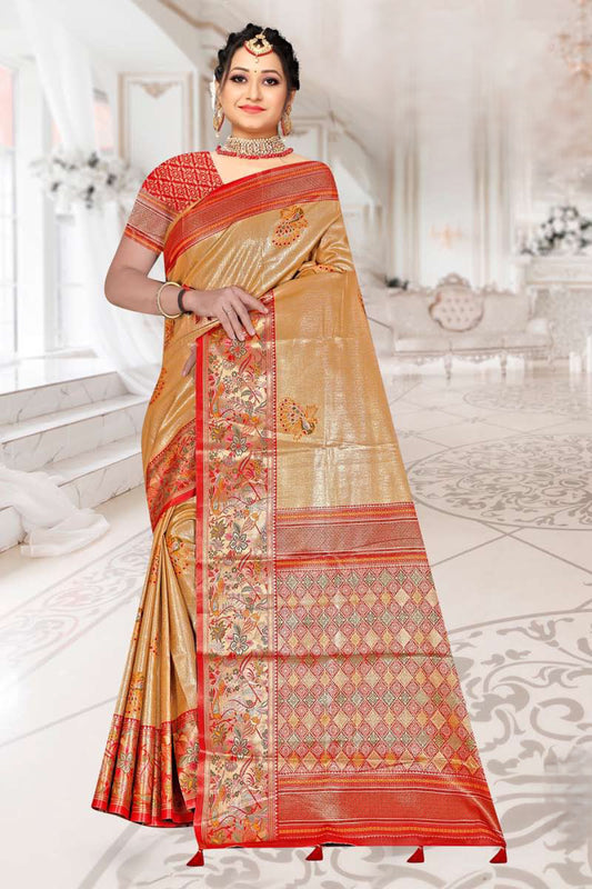 Tissue Kanjivaram Silk Saree with Paithani Border