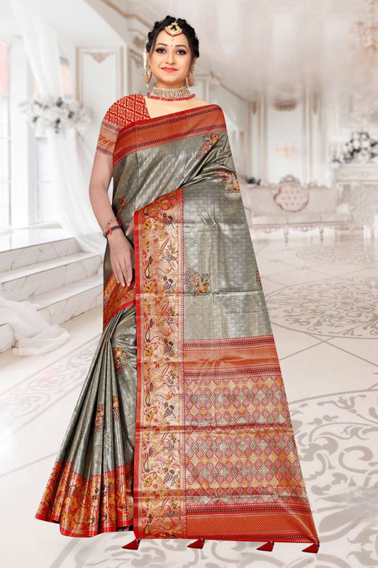 Tissue Kanjivaram Silk Saree with Paithani Border