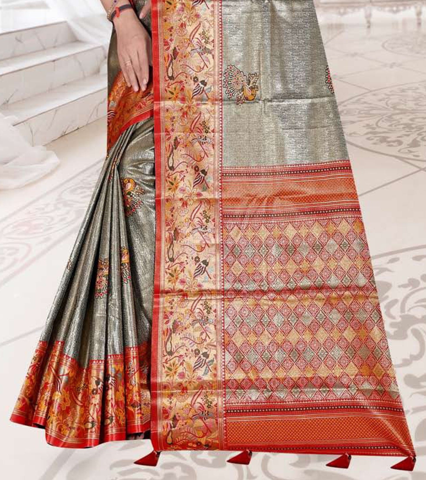 Tissue Kanjivaram Silk Saree with Paithani Border