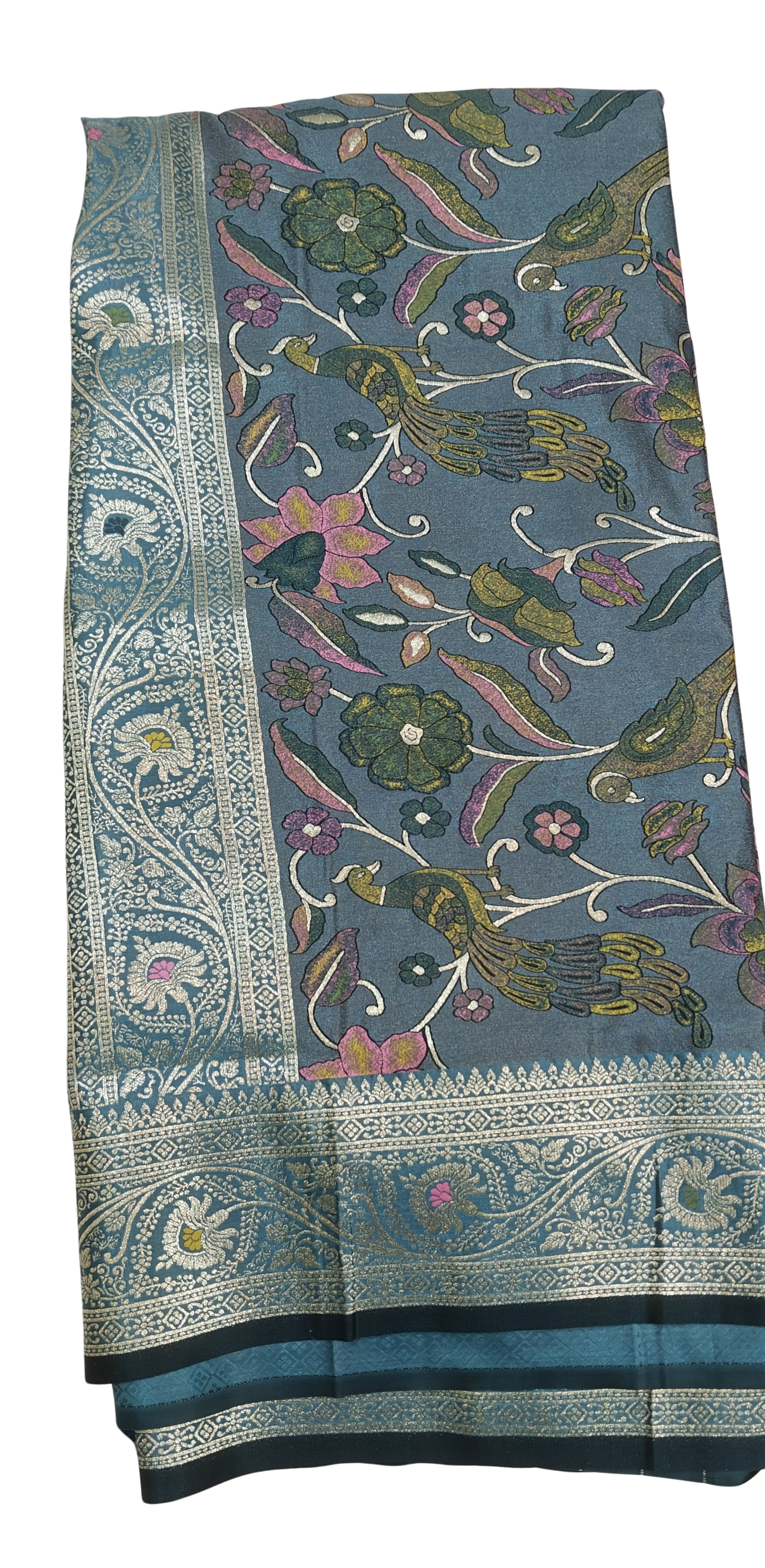 Satin Silk Saree with Dusty Digital Pallu