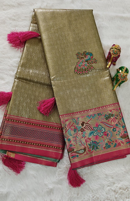 Tissue Kanjivaram Silk Saree with Paithani Border