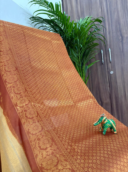 Golden & Rust Mulberry Silk Saree