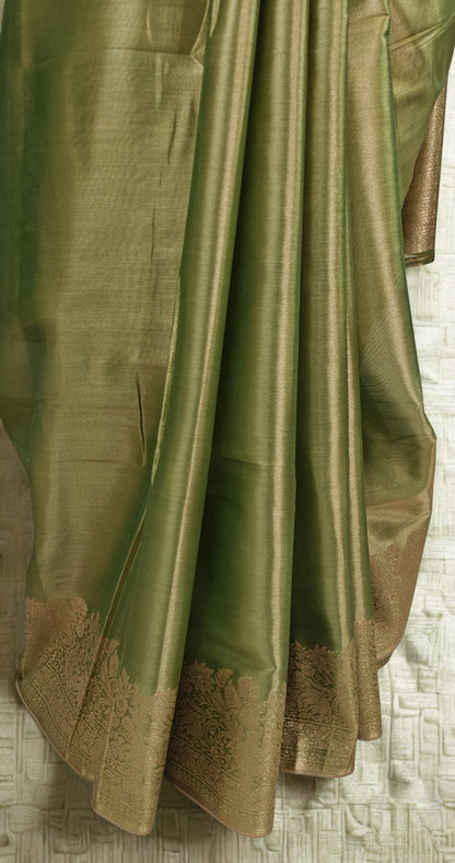 Premium Tissue Silk Saree with Elegant Golden Zari Weaving