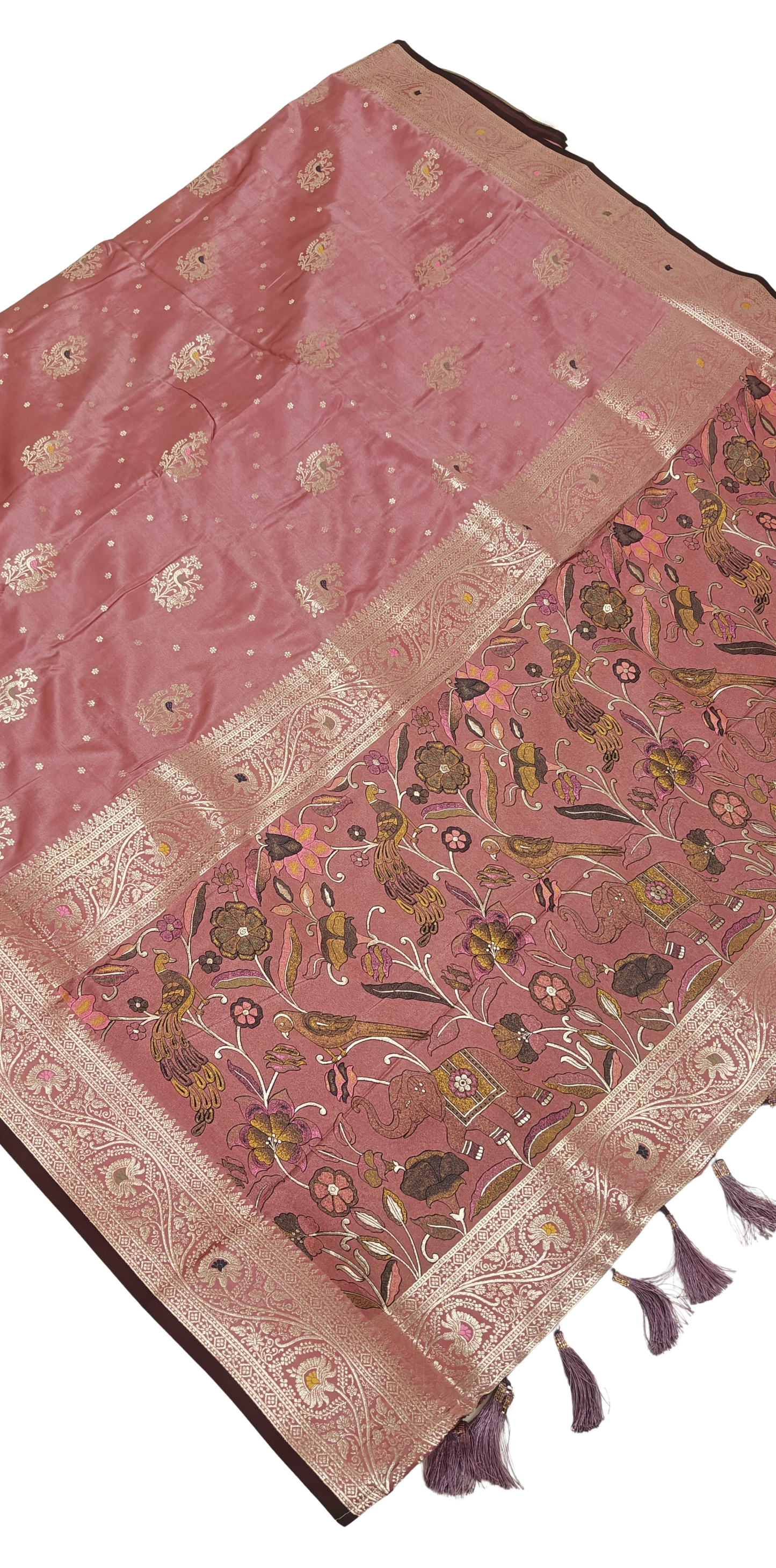 Satin Silk Saree with Dusty Digital Pallu
