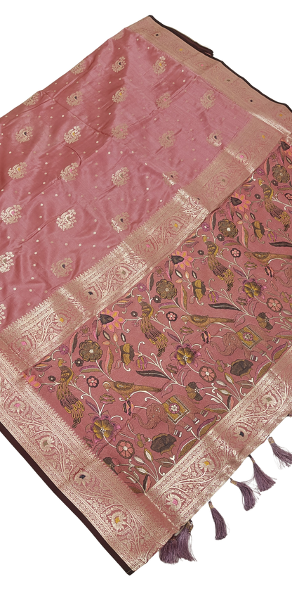 Satin Silk Saree with Dusty Digital Pallu