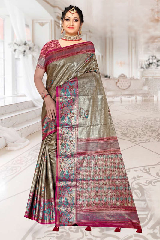 Tissue Kanjivaram Silk Saree with Paithani Border