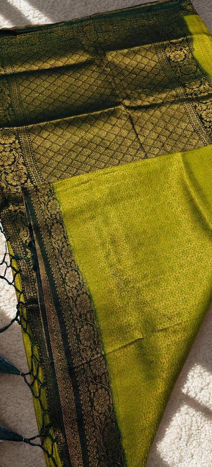 Golden & Rust Mulberry Silk Saree