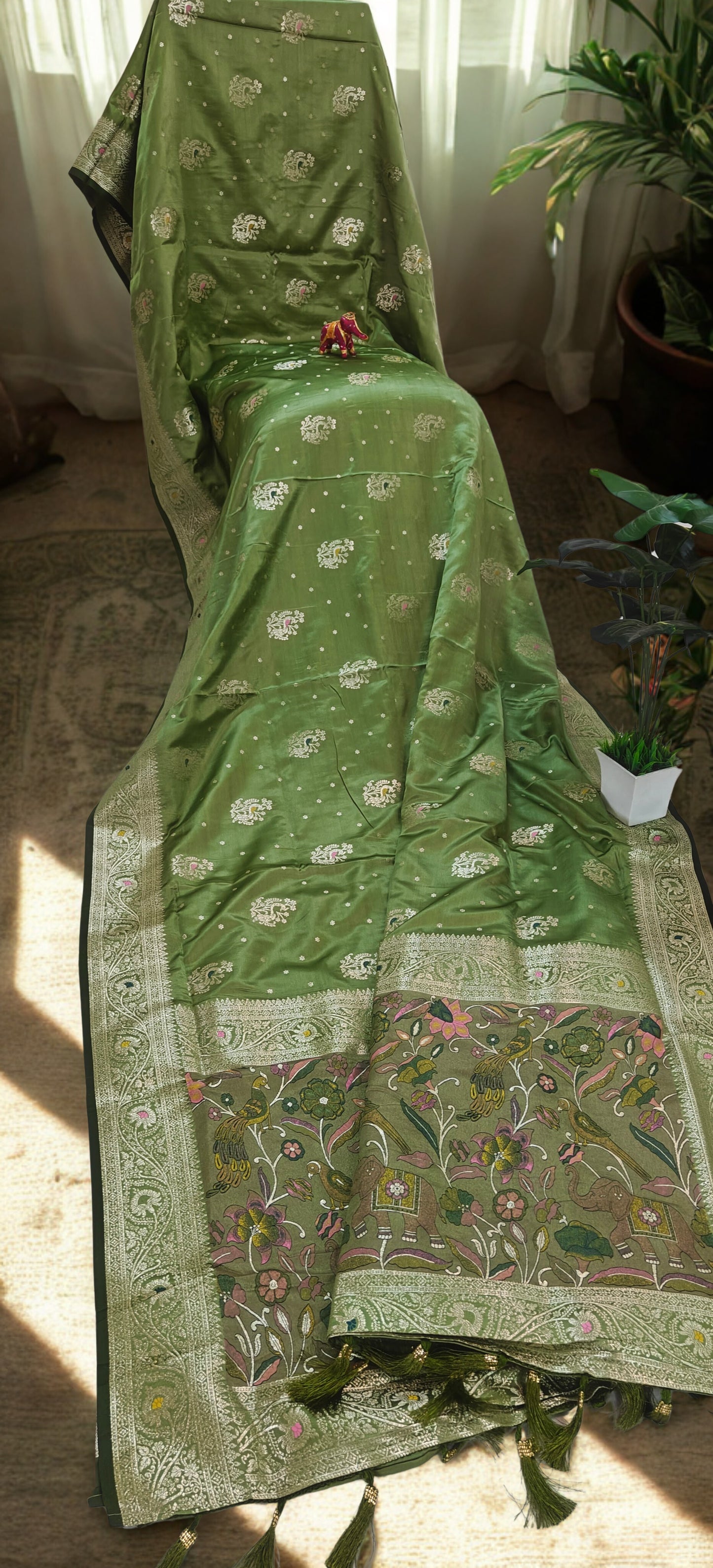 Satin Silk Saree with Dusty Digital Pallu