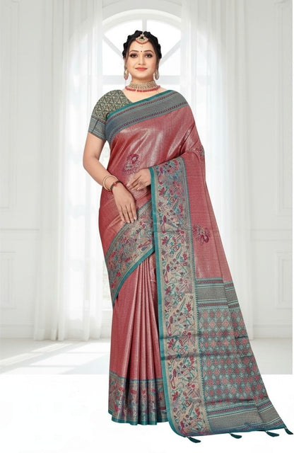 Tissue Kanjivaram Silk Saree with Paithani Border