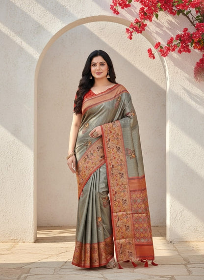 Tissue Kanjivaram Silk Saree with Paithani Border