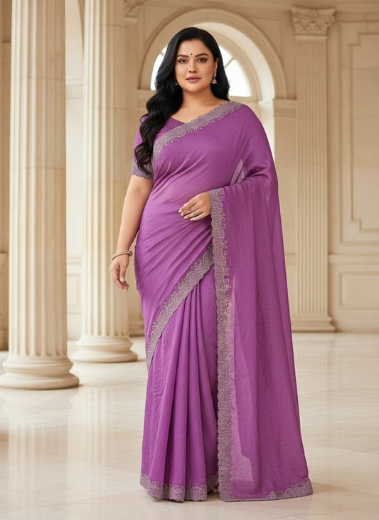 Lavende Crush Chiffon silk  Saree