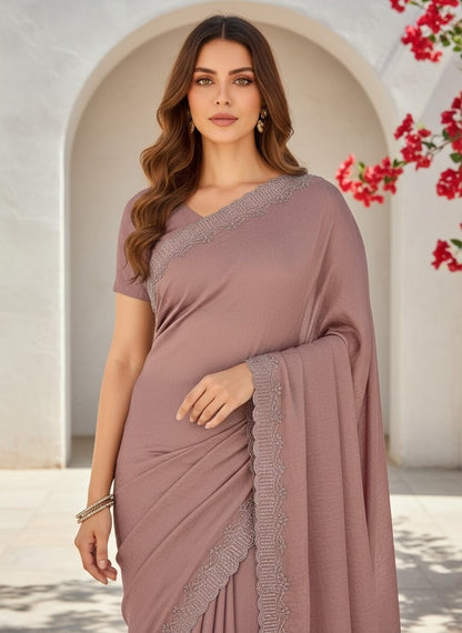 Crush Chiffon silk  Saree