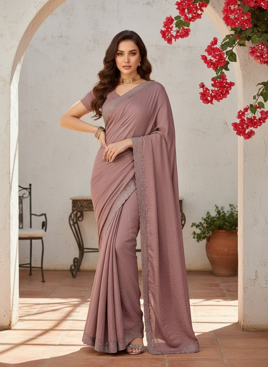 Crush Chiffon silk  Saree
