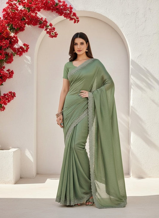 Crush Chiffon silk  Saree