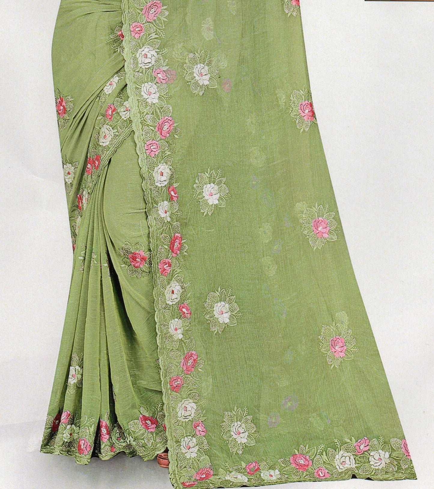 Fendi Chiffon Saree with Embroidered Detailing