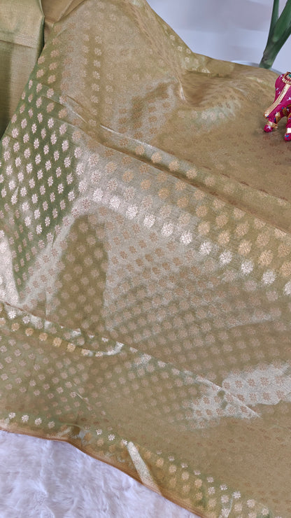 Premium Tissue Silk Saree with Elegant Golden Zari Weaving