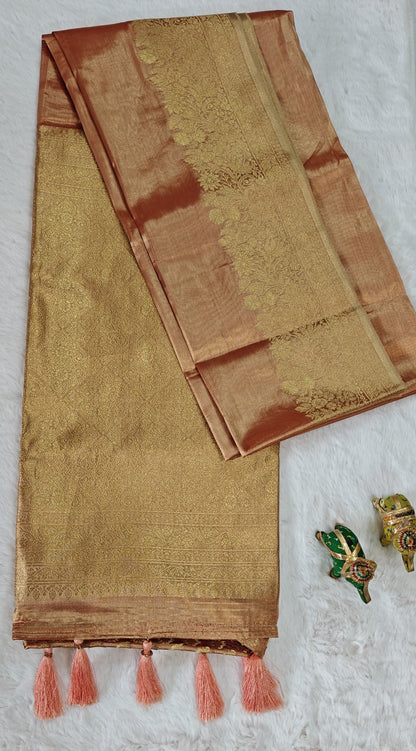 Premium Tissue Silk Saree with Elegant Golden Zari Weaving