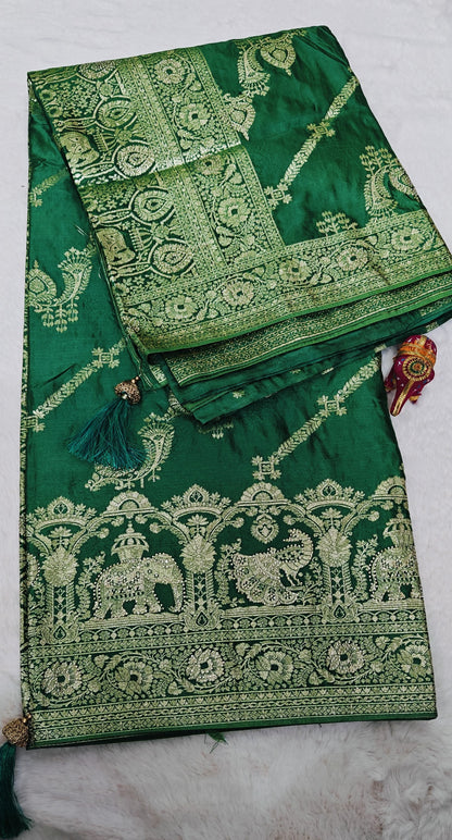 Mustard Yellow Satin silk Saree