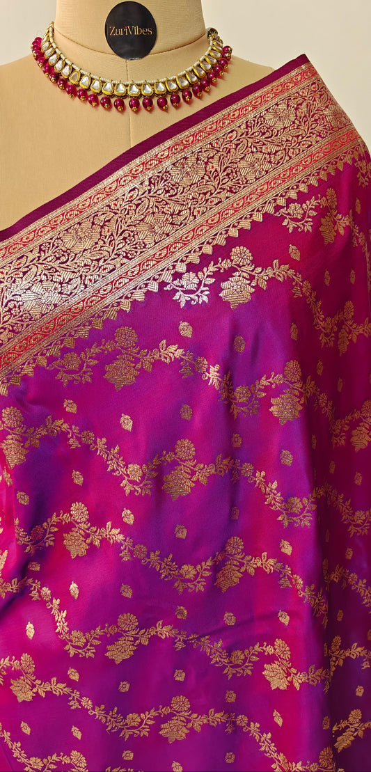 Banarasi Satin Silk Saree with Intricate Zari Weaving