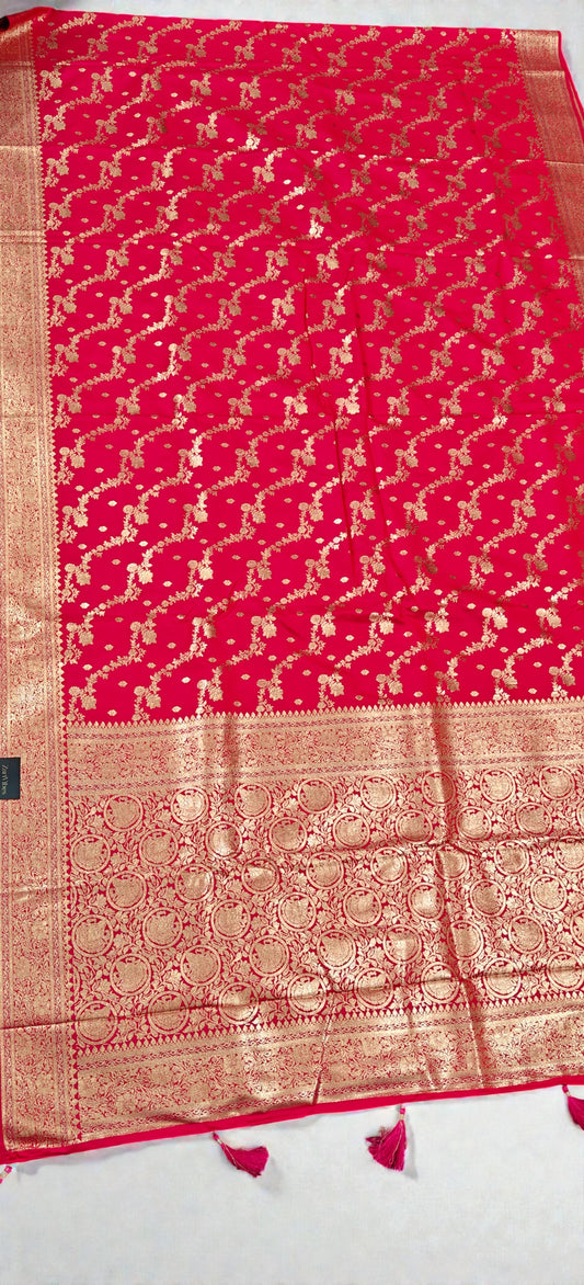 Banarasi Satin Silk Saree with Intricate Zari Weaving