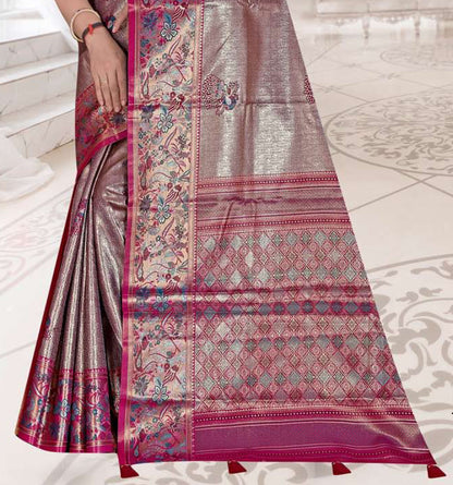 Tissue Kanjivaram Silk Saree with Paithani Border
